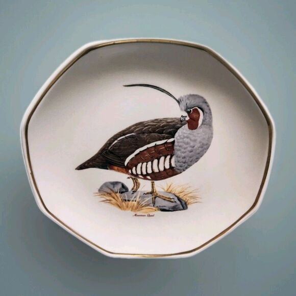 Shenango China Newcastle PA Ware Plate octagonal 8" Mountain Quail Seventh - Picture 1 of 7